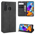 For Galaxy A21 Retro-skin Business Magnetic Suction Leather Case with Holder & Card Slots & Wallet(Black) - 1