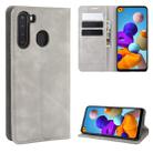 For Galaxy A21 Retro-skin Business Magnetic Suction Leather Case with Holder & Card Slots & Wallet(Grey) - 1