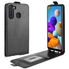 For Galaxy A21 R64 Texture Single Vertical Flip Leather Protective Case with Card Slots & Photo Frame(Black) - 1