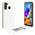 For Galaxy A21 R64 Texture Single Vertical Flip Leather Protective Case with Card Slots & Photo Frame(White) - 1