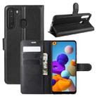 For Galaxy A21 Litchi Texture Horizontal Flip Protective Case with Holder & Card Slots & Wallet(Black) - 1