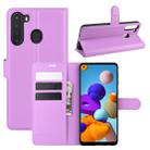 For Galaxy A21 Litchi Texture Horizontal Flip Protective Case with Holder & Card Slots & Wallet(Purple) - 1