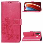For Galaxy A21 Lucky Clover Pressed Flowers Pattern Leather Case with Holder & Card Slots & Wallet & Hand Strap(Rose) - 1