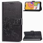 For Galaxy A01 Lucky Clover Pressed Flowers Pattern Leather Case with Holder & Card Slots & Wallet & Hand Strap(Black) - 1