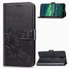 For Nokia 2.3 Lucky Clover Pressed Flowers Pattern Leather Case with Holder & Card Slots & Wallet & Hand Strap(Black) - 1
