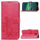 For Nokia 2.3 Lucky Clover Pressed Flowers Pattern Leather Case with Holder & Card Slots & Wallet & Hand Strap(Rose) - 1