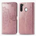 For Galaxy A21 Halfway Mandala Embossing Pattern Horizontal Flip Leather Case with Holder & Card Slots & Wallet & Photo Frame & Lanyard(Rose Gold) - 1