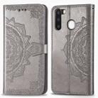 For Galaxy A21 Halfway Mandala Embossing Pattern Horizontal Flip Leather Case with Holder & Card Slots & Wallet & Photo Frame & Lanyard(Gray) - 1