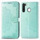 For Galaxy A21 Halfway Mandala Embossing Pattern Horizontal Flip Leather Case with Holder & Card Slots & Wallet & Photo Frame & Lanyard(Green) - 1