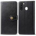 For Galaxy A21 Retro Solid Color Leather Buckle Mobile Phone Protection Leather Case with Photo Frame & Card Slot & Wallet & Bracket Function(Black) - 1