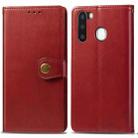 For Galaxy A21 Retro Solid Color Leather Buckle Mobile Phone Protection Leather Case with Photo Frame & Card Slot & Wallet & Bracket Function(Red) - 1