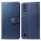 For Galaxy A01 Retro Solid Color Leather Buckle Mobile Phone Protection Leather Case with Photo Frame & Card Slot & Wallet & Bracket Function(Blue) - 1