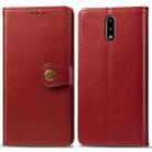 For Nokia 2.3 Retro Solid Color Leather Buckle Mobile Phone Protection Leather Case with Photo Frame & Card Slot & Wallet & Bracket Function(Red) - 1