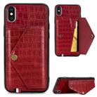 For iPhone XS Max Crocodile Pattern PU+TPU+PVC Shatter-resistant Mobile Phone Case with Magnetic Invisible Holder & Holder & Card Slots(Red) - 1