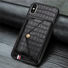 For iPhone XS/X Crocodile Pattern PU+TPU+PVC Shatter-resistant Mobile Phone Case with Magnetic Invisible Holder & Holder & Card Slots(Black) - 2