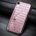 For iPhone XR Crocodile Pattern PU+TPU+PVC Shatter-resistant Mobile Phone Case with Magnetic Invisible Holder & Holder & Card Slots(Rose Gold) - 2