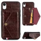 For iPhone XR Crocodile Pattern PU+TPU+PVC Shatter-resistant Mobile Phone Case with Magnetic Invisible Holder & Holder & Card Slots(Brown) - 1