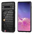 For Galaxy S10 Plus Crocodile Pattern PU+TPU+PVC Shatter-resistant Mobile Phone Case with Magnetic Invisible Holder & Holder & Card Slots(Black) - 1