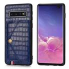 For Galaxy S10 Plus Crocodile Pattern PU+TPU+PVC Shatter-resistant Mobile Phone Case with Magnetic Invisible Holder & Holder & Card Slots(Sapphire Blue) - 1