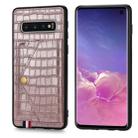 For Galaxy S10 Crocodile Pattern PU+TPU+PVC Shatter-resistant Mobile Phone Case with Magnetic Invisible Holder & Holder & Card Slots(Rose Gold) - 1