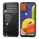For Galaxy A50 / A50s / A30s Crocodile Pattern PU+TPU+PVC Shatter-resistant Mobile Phone Case with Magnetic Invisible Holder & Holder & Card Slots(Black) - 1