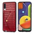 For Galaxy A50 / A50s / A30s Crocodile Pattern PU+TPU+PVC Shatter-resistant Mobile Phone Case with Magnetic Invisible Holder & Holder & Card Slots(Red) - 1