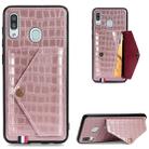 For Galaxy A30 / A20 Crocodile Pattern PU+TPU+PVC Shatter-resistant Mobile Phone Case with Magnetic Invisible Holder & Holder & Card Slots(Rose Gold) - 1