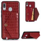 For Galaxy A30 / A20 Crocodile Pattern PU+TPU+PVC Shatter-resistant Mobile Phone Case with Magnetic Invisible Holder & Holder & Card Slots(Red) - 1