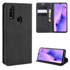 For Oppo A8 Retro-skin Business Magnetic Suction Leather Case with Holder & Card Slots & Wallet(Black) - 1