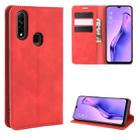 For Oppo A8 Retro-skin Business Magnetic Suction Leather Case with Holder & Card Slots & Wallet(Red) - 1