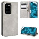 For Huawei P40 Pro Retro-skin Business Magnetic Suction Leather Case with Holder & Card Slots & Wallet(Grey) - 1