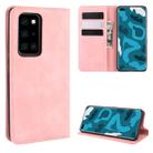 For Huawei P40 Pro Retro-skin Business Magnetic Suction Leather Case with Holder & Card Slots & Wallet(Pink) - 1