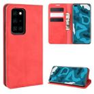 For Huawei P40 Pro Retro-skin Business Magnetic Suction Leather Case with Holder & Card Slots & Wallet(Red) - 1