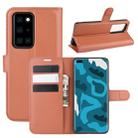 For Huawei P40 Pro Litchi Texture Horizontal Flip Protective Case with Holder & Card Slots & Wallet(Brown) - 1