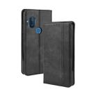 For Motorola One Hyper Magnetic Buckle Retro Crazy Horse Texture Horizontal Flip Leather Case with Holder & Card Slots & Photo Frame(Black) - 1