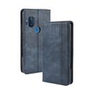 For Motorola One Hyper Magnetic Buckle Retro Crazy Horse Texture Horizontal Flip Leather Case with Holder & Card Slots & Photo Frame(Blue) - 1