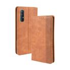 For OPPO Reno 3 Pro Magnetic Buckle Retro Crazy Horse Texture Horizontal Flip Leather Case with Holder & Card Slots & Photo Frame(Brown) - 1