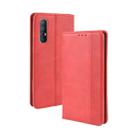 For OPPO Reno 3 Pro Magnetic Buckle Retro Crazy Horse Texture Horizontal Flip Leather Case with Holder & Card Slots & Photo Frame(Red) - 1