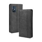 For vivo V17 (India) Magnetic Buckle Retro Crazy Horse Texture Horizontal Flip Leather Case with Holder & Card Slots & Photo Frame(Black) - 1