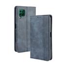 For Huawei P40 Lite / Nova 6 SE Magnetic Buckle Retro Crazy Horse Texture Horizontal Flip Leather Case with Holder & Card Slots & Photo Frame(Blue) - 1