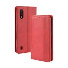 For Galaxy A01 Magnetic Buckle Retro Crazy Horse Texture Horizontal Flip Leather Case with Holder & Card Slots & Photo Frame(Red) - 1