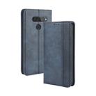 For LG Q70 Magnetic Buckle Retro Crazy Horse Texture Horizontal Flip Leather Case with Holder & Card Slots & Photo Frame(Blue) - 1