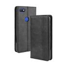 For Alcatel 1V (2019) with Fingerprint Hole Magnetic Buckle Retro Crazy Horse Texture Horizontal Flip Leather Case with Holder & Card Slots & Photo Frame(Black) - 1