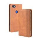 For Alcatel 1V (2019) with Fingerprint Hole Magnetic Buckle Retro Crazy Horse Texture Horizontal Flip Leather Case with Holder & Card Slots & Photo Frame(Brown) - 1