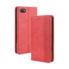 For Alcatel 1V (2019) without Fingerprint Hole Magnetic Buckle Retro Crazy Horse Texture Horizontal Flip Leather Case with Holder & Card Slots & Photo Frame(Red) - 1