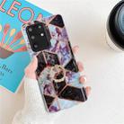 For Galaxy S20 Plus Plating Colorful Geometric Pattern Mosaic Marble TPU Mobile Phone Case Rhinestone Stand Ring(Black PR6) - 1