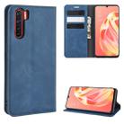 For OPPO A91/OPPO F15/OPPO Reno 3 Retro-skin Business Magnetic Suction Horizontal Flip PU Leather Case with Holder & Card Slots & Wallet(Dark Blue) - 1