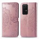 For Huawei P40 Pro Halfway Mandala Embossing Pattern Horizontal Flip PU Leather Case with Holder & Card Slots & Wallet & Photo Frame & Lanyard(Rose Gold) - 1