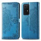 For Huawei P40 Pro Halfway Mandala Embossing Pattern Horizontal Flip PU Leather Case with Holder & Card Slots & Wallet & Photo Frame & Lanyard(Blue) - 1