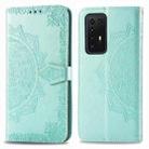 For Huawei P40 Pro Halfway Mandala Embossing Pattern Horizontal Flip PU Leather Case with Holder & Card Slots & Wallet & Photo Frame & Lanyard(Green) - 1